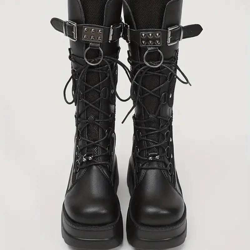 Women's Wedge Platform Punk Boots