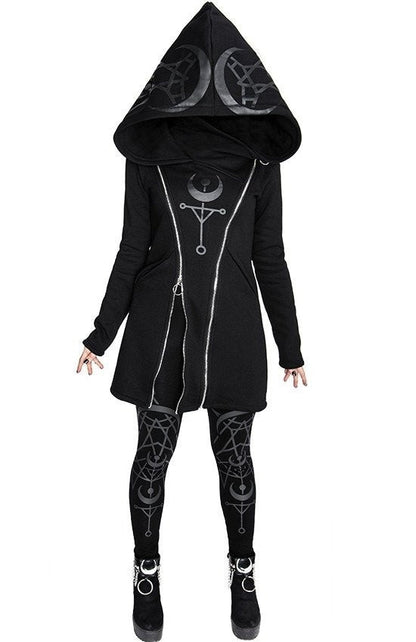 Punk Style Long Sleeved Hooded Zipper Sweater