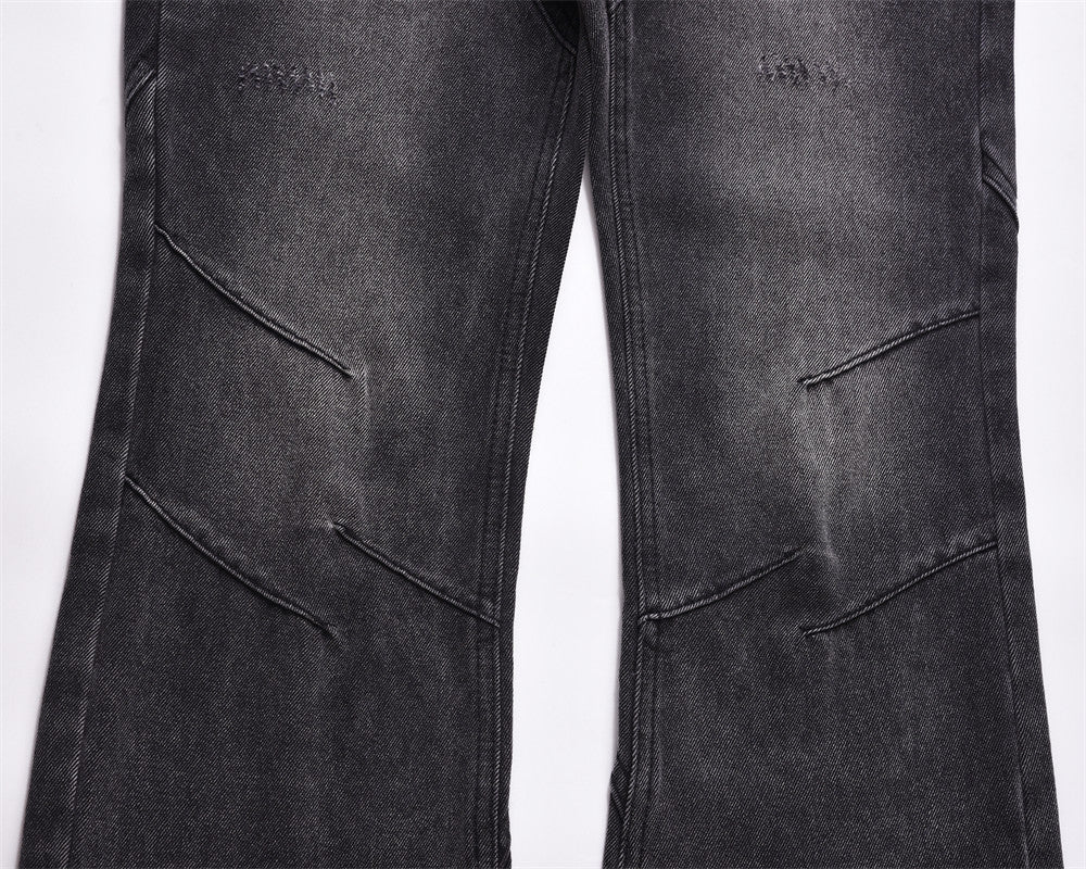 Loose-Fit Washed-Out Jeans with Punk Design Details