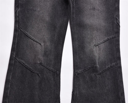 Loose-Fit Washed-Out Jeans with Punk Design Details