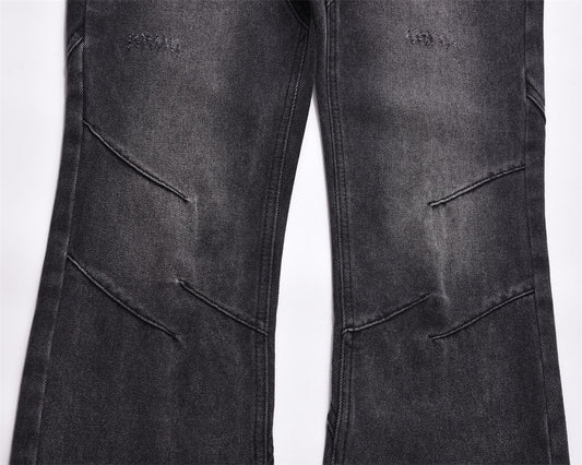 Loose-Fit Washed-Out Jeans with Punk Design Details