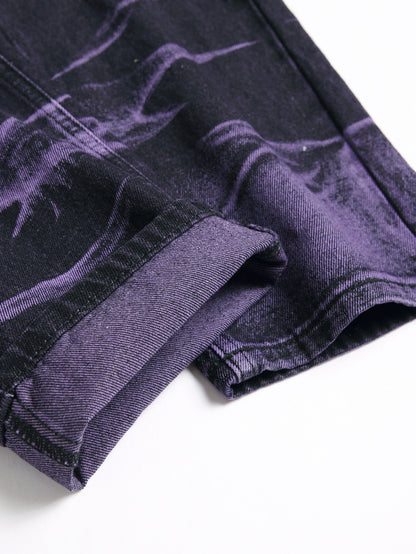 Purple and Black Ripped Denim Trousers Daylight Burnout Creations