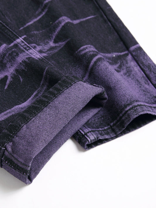 Purple and Black Ripped Denim Trousers Daylight Burnout Creations