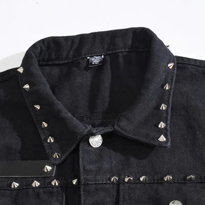 Men's Denim Vest with Rivets - Hip-Hop Punk Style Daylight Burnout Creations
