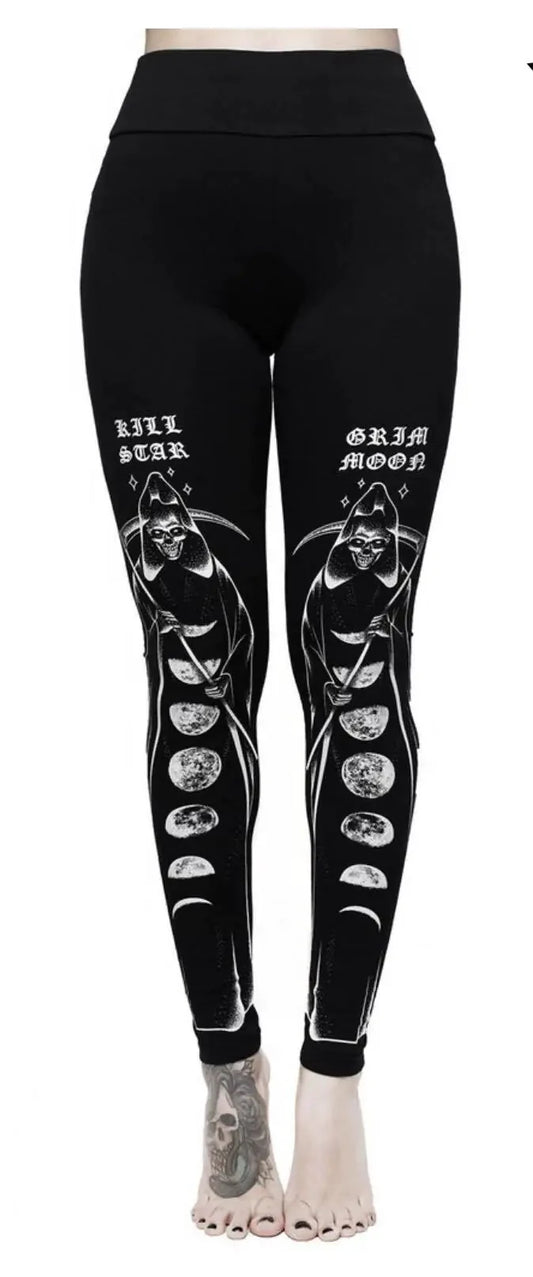 Gothic Punk Print Ladies Sports Yoga Leggings Daylight Burnout Creations