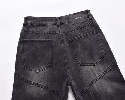 Loose-Fit Washed-Out Jeans with Punk Design Details