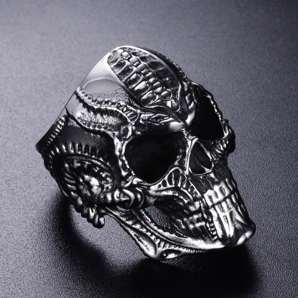 Titanium Steel Skull Punk Ring for Men Daylight Burnout Creations