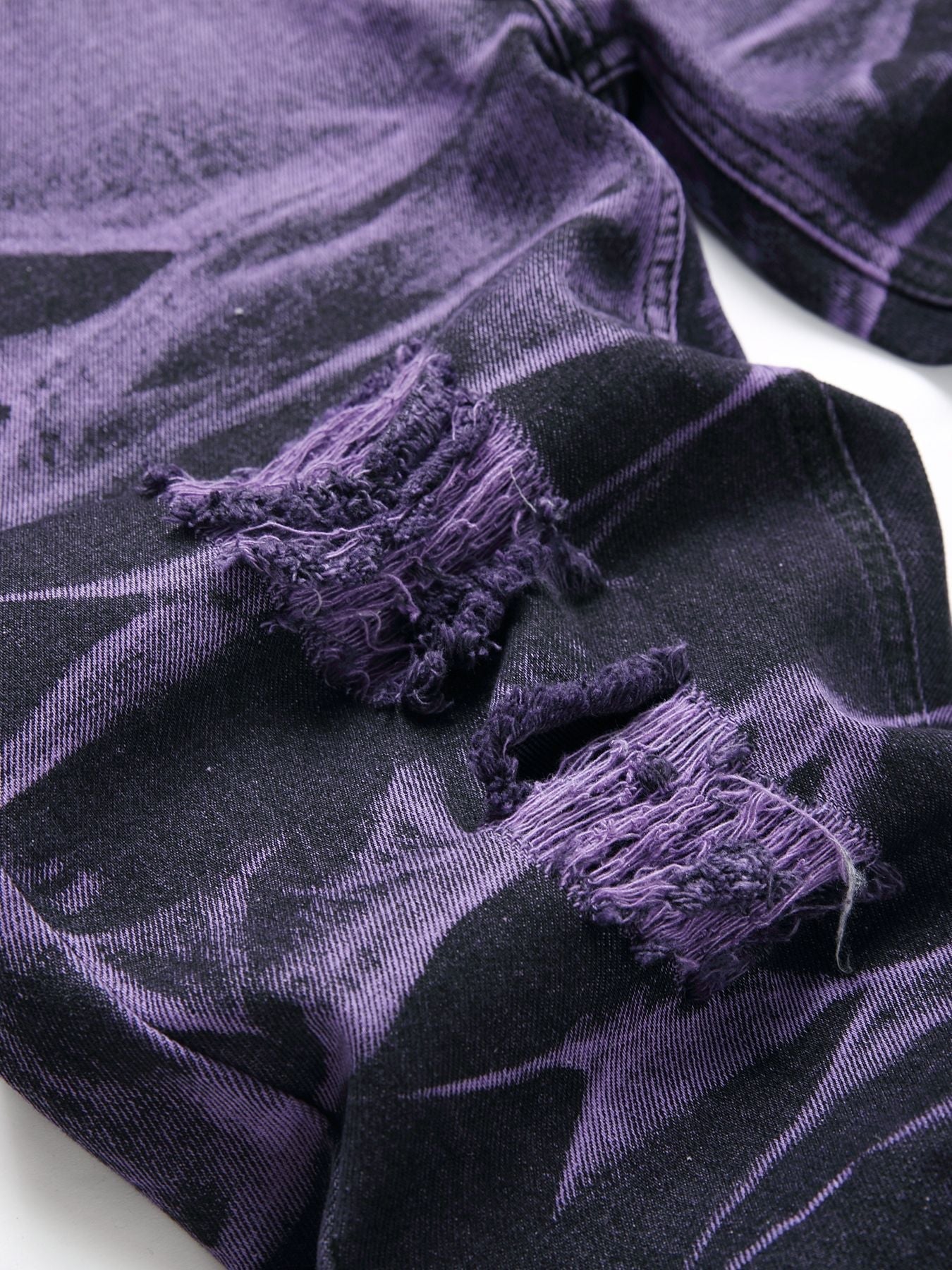 Purple and Black Ripped Denim Trousers Daylight Burnout Creations
