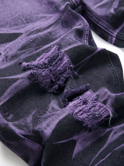 Purple and Black Ripped Denim Trousers Daylight Burnout Creations
