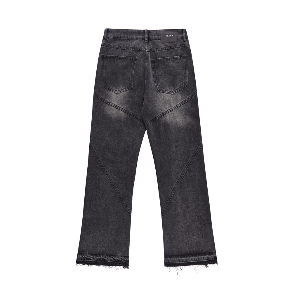 Loose-Fit Washed-Out Jeans with Punk Design Details
