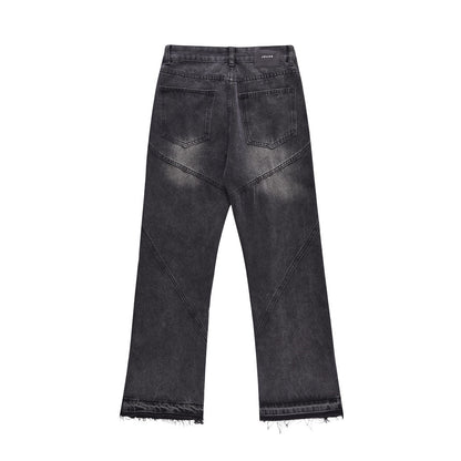 Loose-Fit Washed-Out Jeans with Punk Design Details