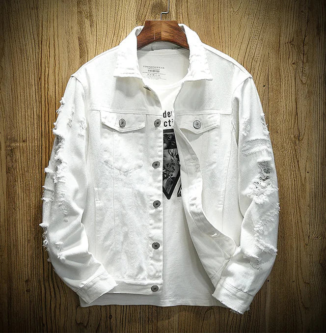 Men's Ripped Denim Jacket Daylight Burnout Creations