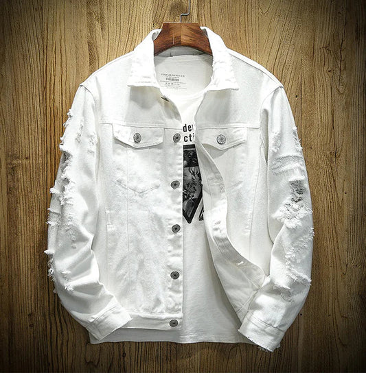 Men's Ripped Denim Jacket Daylight Burnout Creations