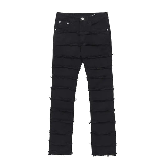 Layered Fringed Casual Fashion Denim Pants