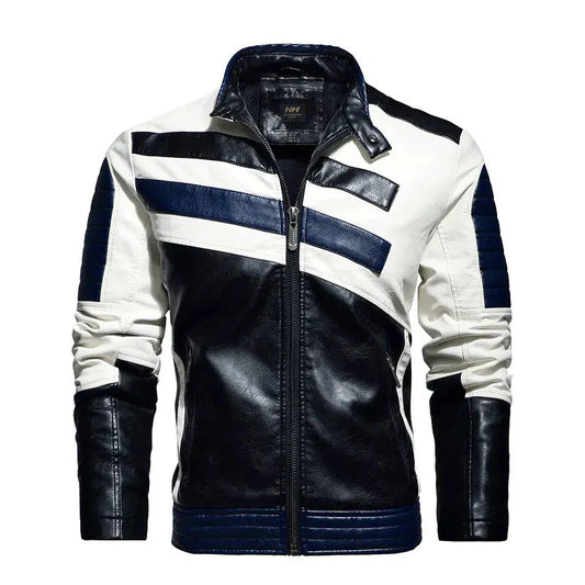 Men's PU Leather Punk Biker Jacket with Stand-up Collar Daylight Burnout Creations