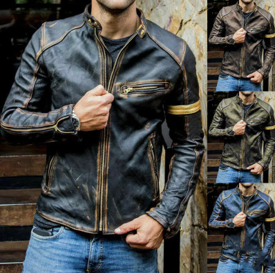 Men's Punk Style Leather Jacket