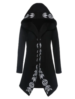 Punk Style Moon Print Long Sleeve Hoodie Cardigan