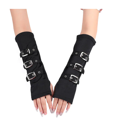 Punk Style Finger Gloves Wrist Strap