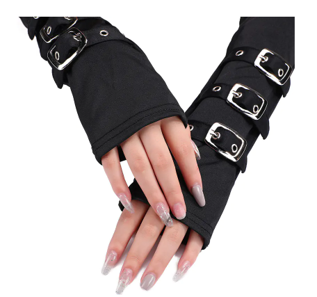 Punk Style Finger Gloves Wrist Strap