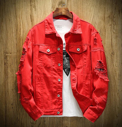 Men's Ripped Denim Jacket Daylight Burnout Creations