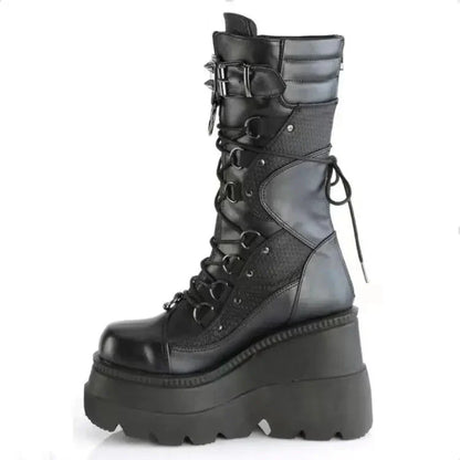 Plus Size Punk Style Women's Mid-Tube Platform Boots Daylight Burnout Creations