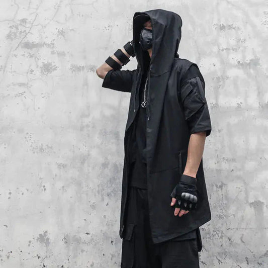 2023 Punk Hip Hop Hooded Trench Coat for Men Daylight Burnout Creations