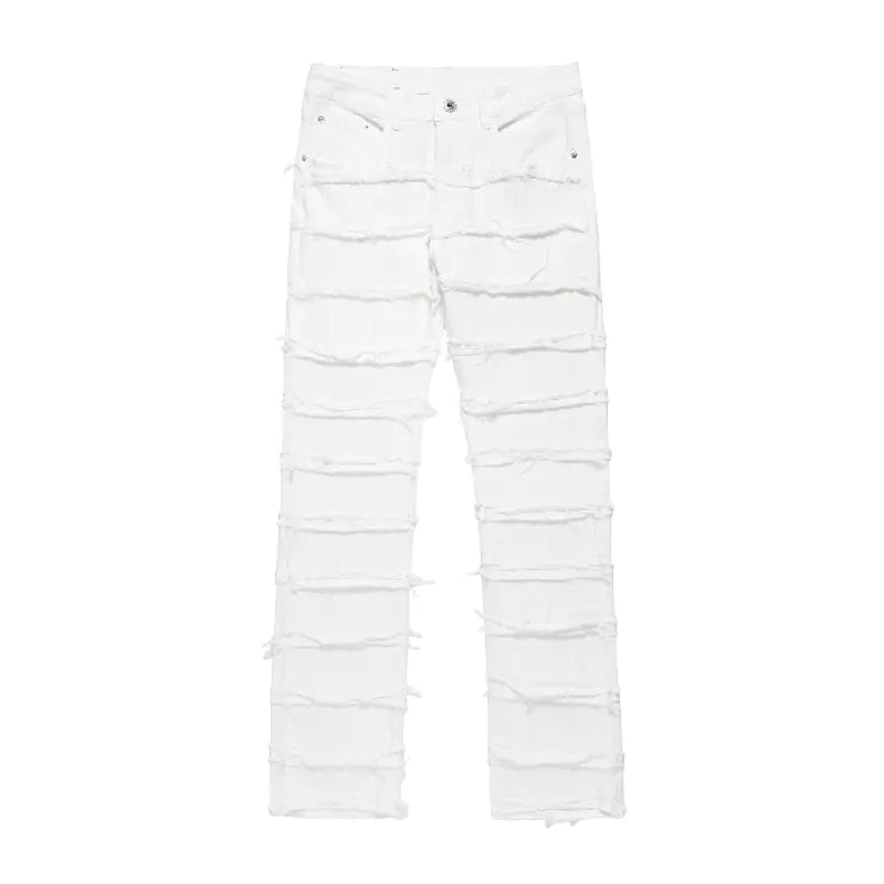 Layered Fringed Casual Fashion Denim Pants