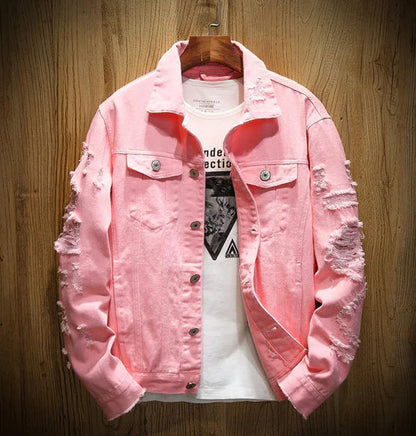Men's Ripped Denim Jacket Daylight Burnout Creations