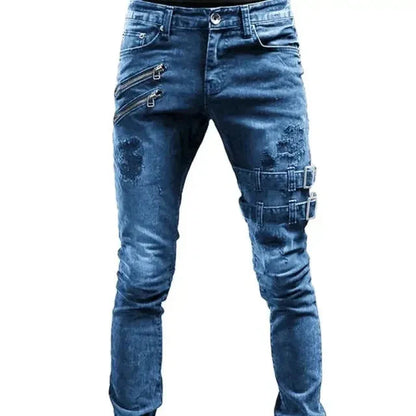 Ripped Punk Gothic Tapered Leg Denim Pants for Men Daylight Burnout Creations