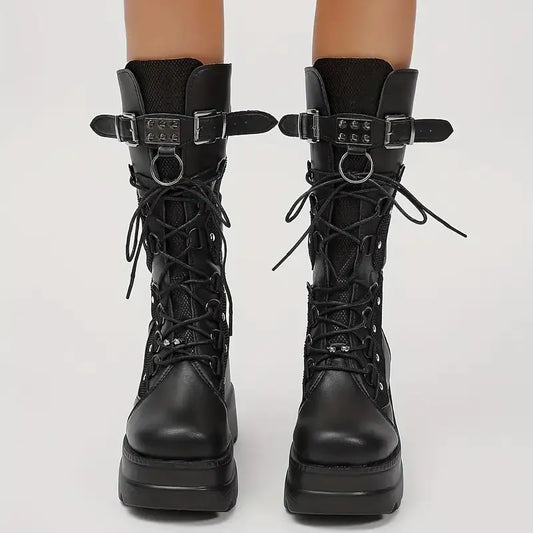 Women's Wedge Platform Punk Boots