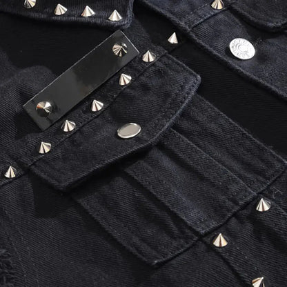 Men's Denim Vest with Rivets - Hip-Hop Punk Style Daylight Burnout Creations