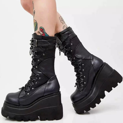 Women's Wedge Platform Punk Boots