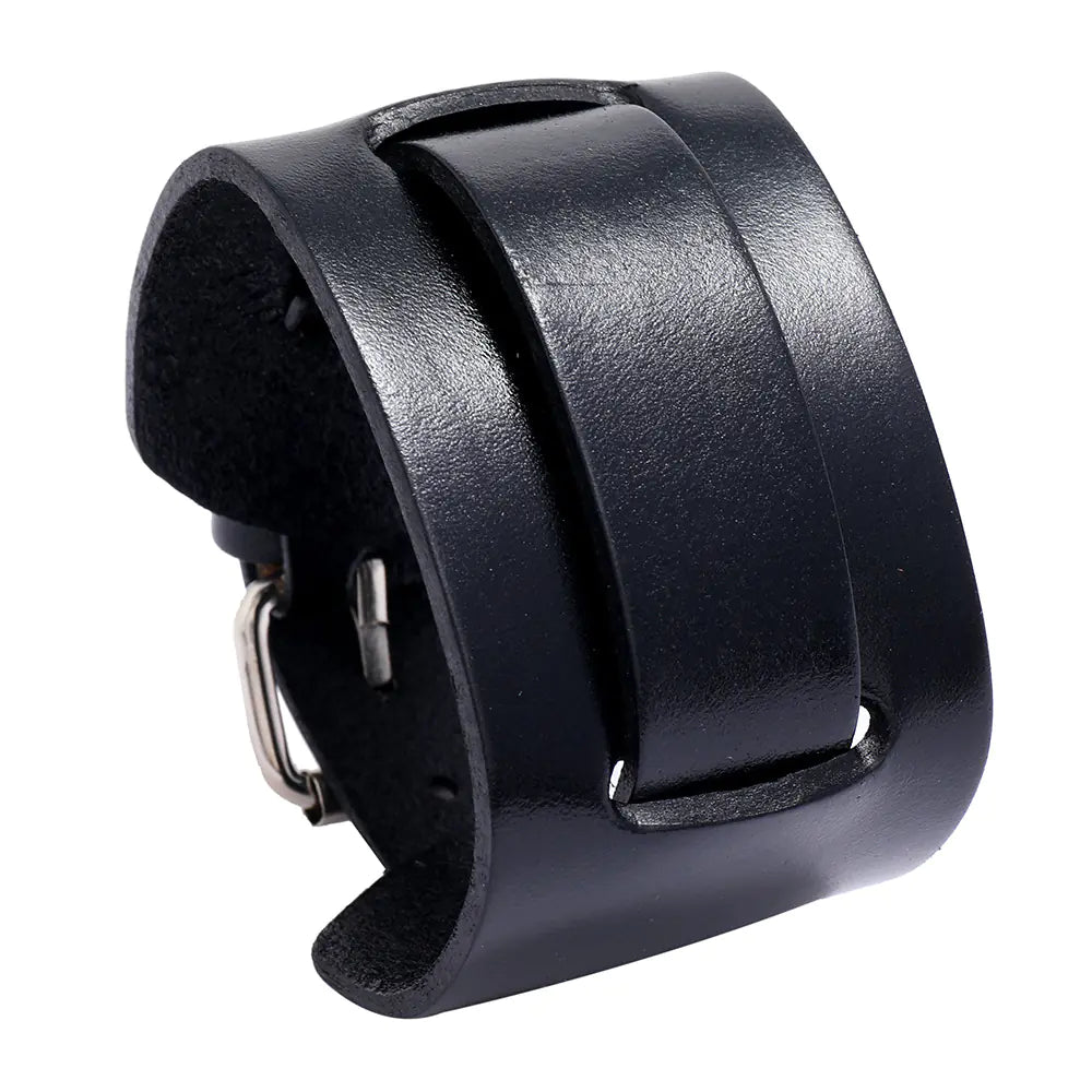 Retro Men's Leather Bracelet - Adjustable Punk Style