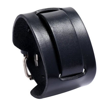 Retro Men's Leather Bracelet - Adjustable Punk Style