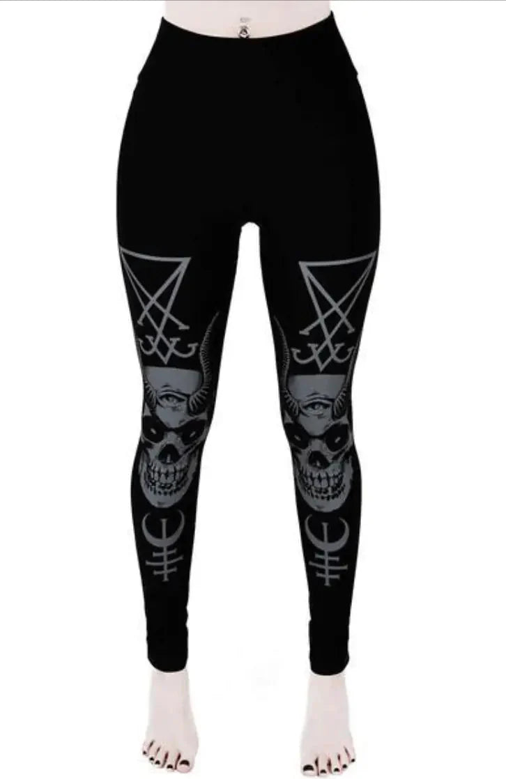 Gothic Punk Print Ladies Sports Yoga Leggings Daylight Burnout Creations