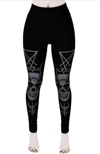 Gothic Punk Print Ladies Sports Yoga Leggings Daylight Burnout Creations