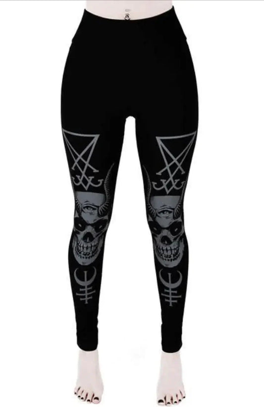 Gothic Punk Print Ladies Sports Yoga Leggings Daylight Burnout Creations