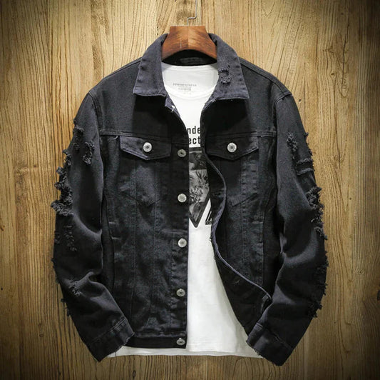 Men's Ripped Denim Jacket Daylight Burnout Creations