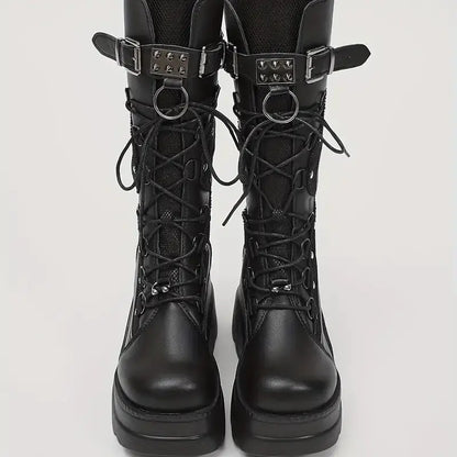 Women's Wedge Platform Punk Boots
